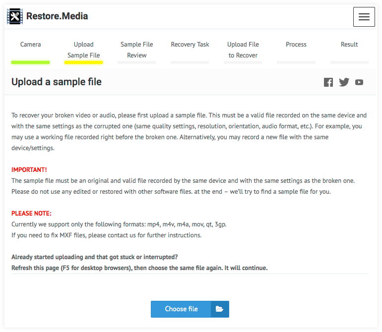Restore.Media – Select Camera Model