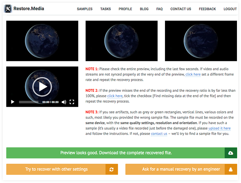 Restore.Media – Repaired MOV Video Preview