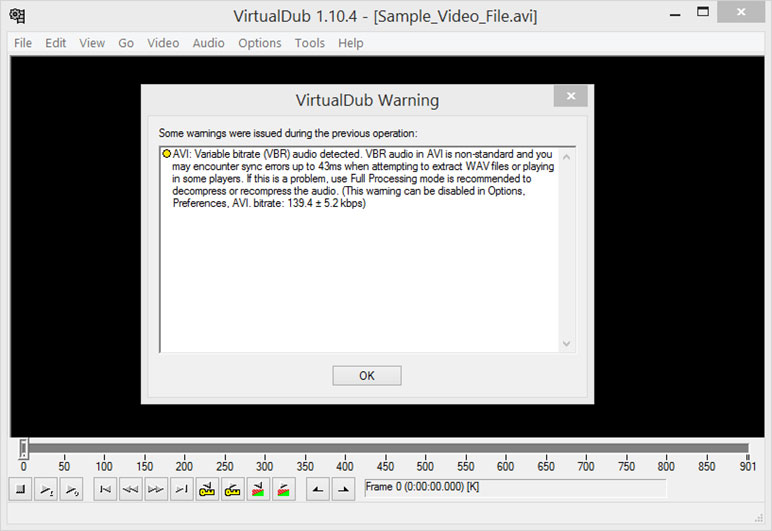 VirtualDub Warnings